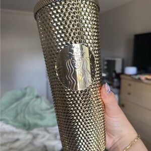 Starbucks Metallic Gold Studded Tumbler Cup